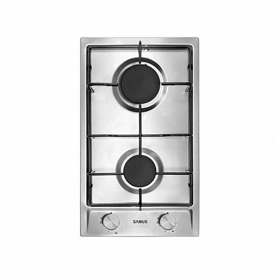 Plită incorporabilă Samus PSG-32SX3, 2 arzătoare pe gaz, Aprindere electrică, Inox
