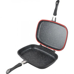 Tigaie dubla grill Cooking by Heinner Dark Line Classic, dreptunghiulara, aluminiu, 36x24x7.5 cm