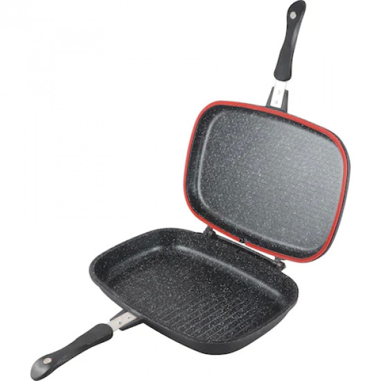 Tigaie dubla grill Cooking by Heinner Dark Line Classic, dreptunghiulara, aluminiu, 36x24x7.5 cm