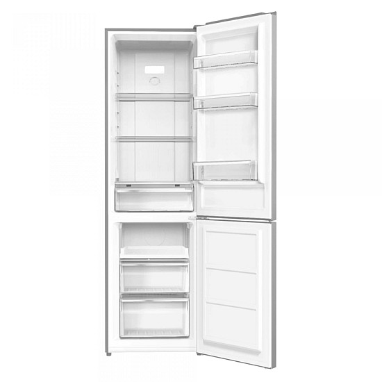 Combina Frigorifica Samus SCX356NFE, 253 L, Full No Frost, Multi-air Flow System, Clasa energetica E, 2 sertare la congelator si 1 raft glisant, H 180 cm, Inox/ Argintiu