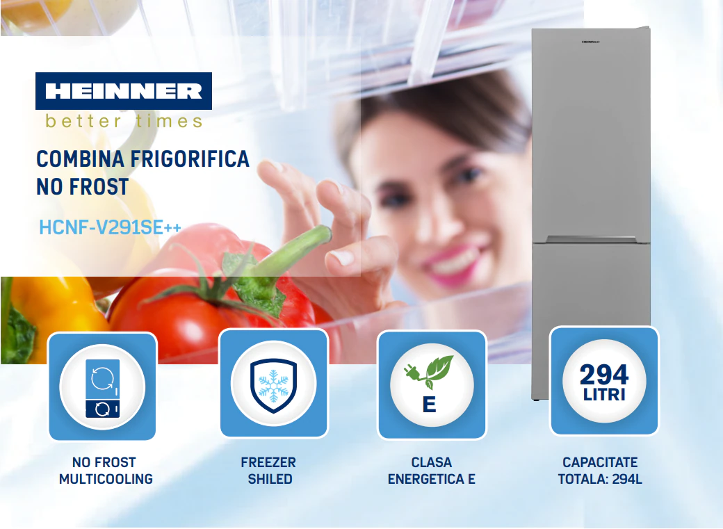 Combină frigorifică Heinner HCNF-V291SE++ Combină frigorifică Heinner HCNF-V291SE++