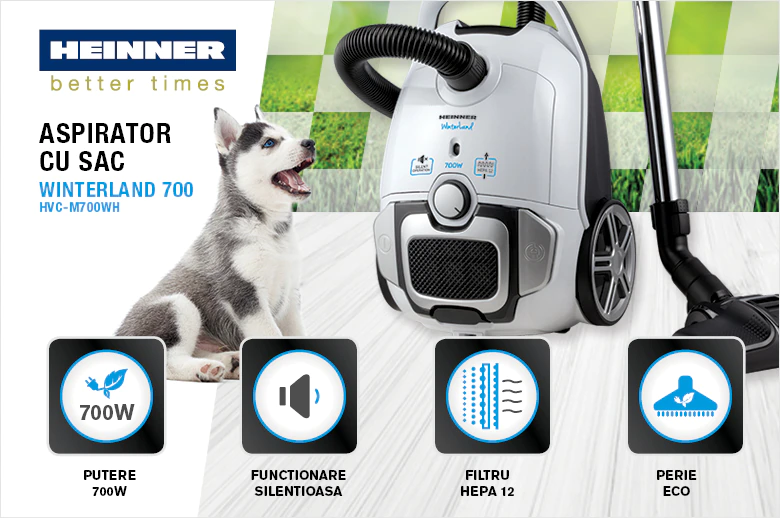Aspirator cu sac Heinner WinterLand HVC-M700WH Aspirator cu sac Heinner WinterLand HVC-M700WH