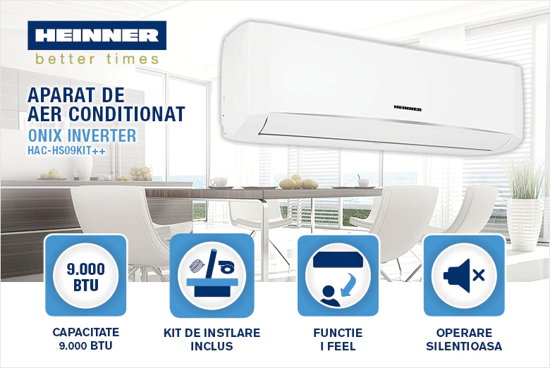 Aparat de aer condiționat HEINNER HAC-HS09KIT Aparat de aer condiționat HEINNER HAC-HS09KIT