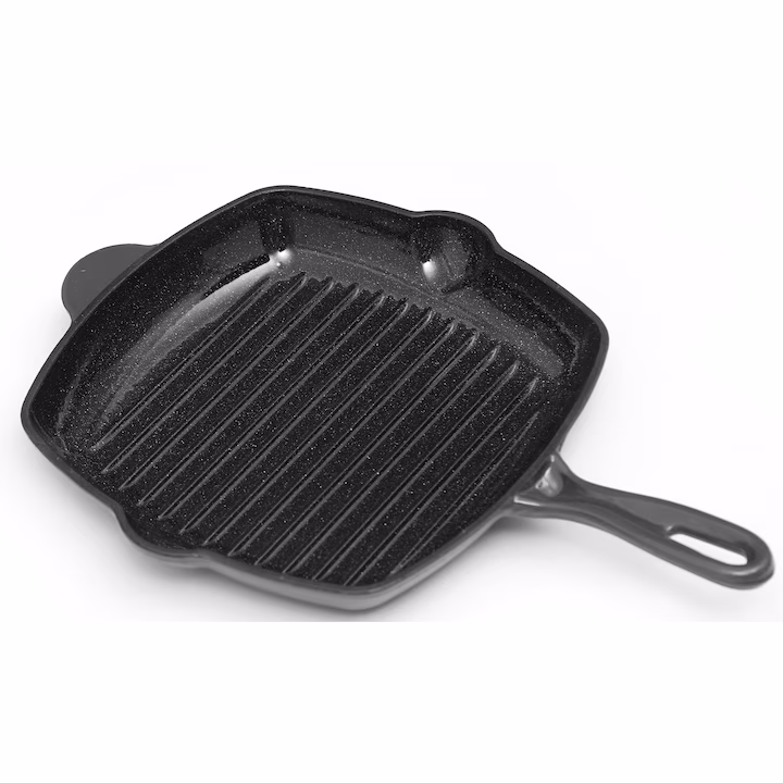 Tigaie grill Cooking by Heinner Marble Grey, fonta emailata, 26.5X4.5 cm