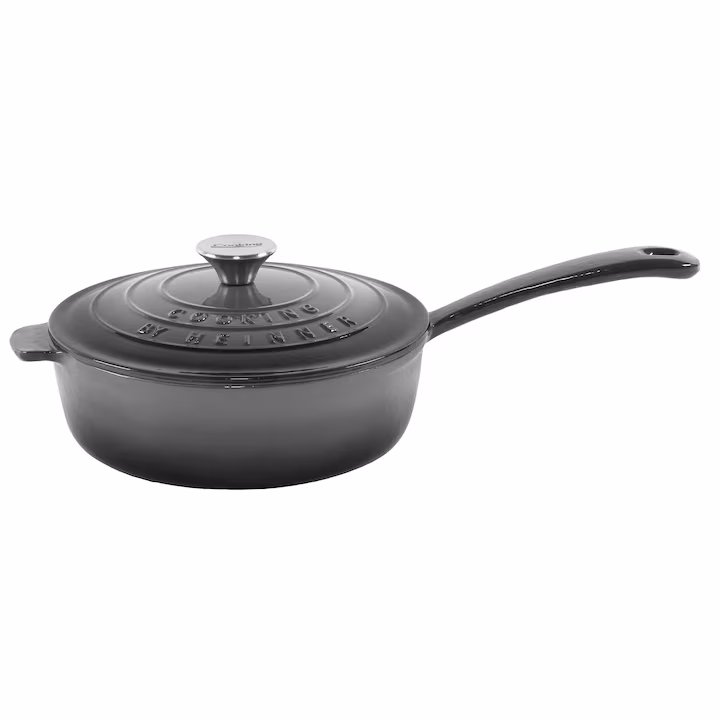 Tigaie adanca Cooking by Heinner Marble Grey cu capac, fonta emailata, 24X8 cm, 2.5 L