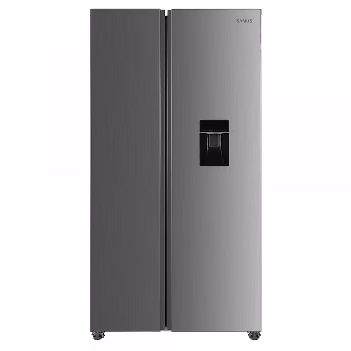 Side by Side Samus SSX-665NFWD, 529 L, Full No Frost, Dozator apa, Clasa Energetica F, Afisaj LCD, 2 Sertare pentru legume, H 177 cm, Inox