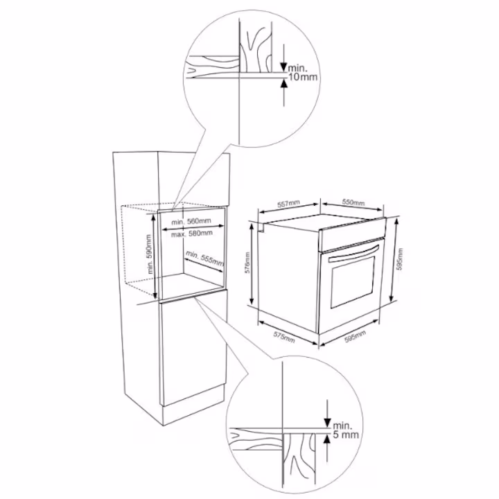Cuptor incorporabil Heinner HBO-V659GCD-GBK, 65 l, 9 functii, Multifunctional, Grill, Ventilatie, Timer, Display touch, Clasa A, Sticla neagra